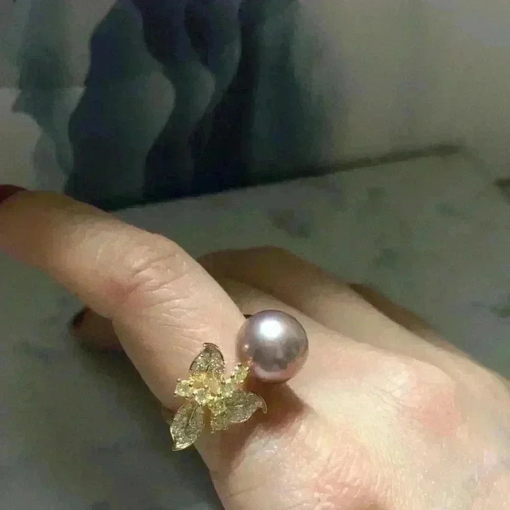 10mm Custom Made Genuine Pearl Clover Ring